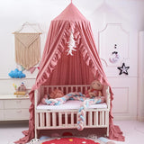 Obbty New Dome Children Mosquito Tent with Big Laciness Soft Bed Valance Curtain Washable Canopy Curtains Room Decor