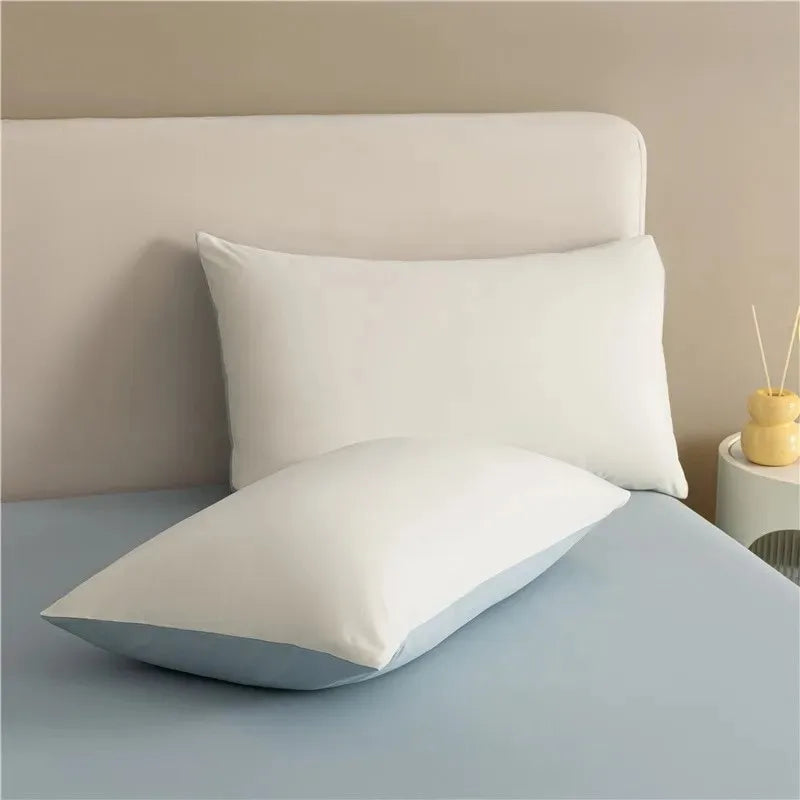 Obbty 100% Brushed Cotton Solid Plain Reversible Duvet cover+2Pcs Pillowcases Twin Double Queen King size 3Pcs Soft Bedding set