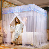 Obbty High-quality Lace Mosquito Tent with Stainless Steel Bracket Square Princess Palace Mosquito Net Queen King Canopy Bed Tent Home