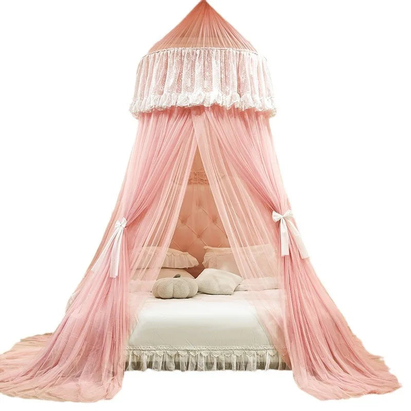 Obbty Hung Dome Mosquito Net for Baby Children Princess Style Round Top Double Layer Yarn Suspended Ceiling