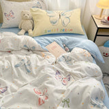 Obbty Fantasy Butterfly Duvet Cover 4 Piece Set Girls Women Children's Bedroom Bedding with Pillowcase Bow Quilt Cover with Sheet