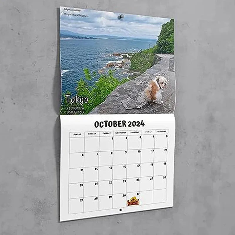 Obbty 2024 Wall Calendar Funny Dog Pooping Monthly Planner Funny Dog Calendar Gift For Friends Family New Year Home Decor