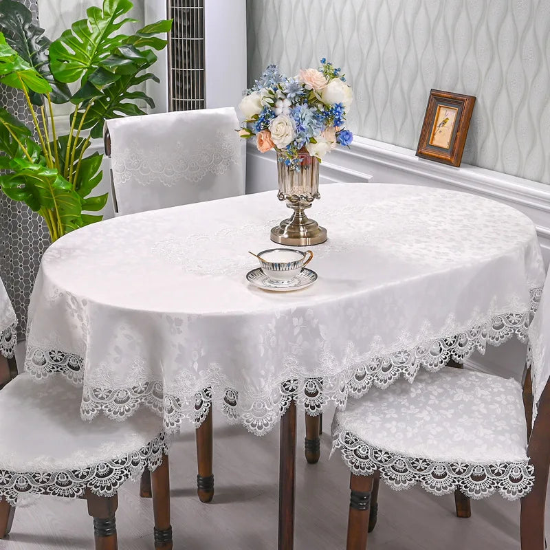 Obbty European Lace Living Room Simple Tea Table Tablecloth Hotel Hotel Household Round Table Tablecloth Light Luxury Cloth