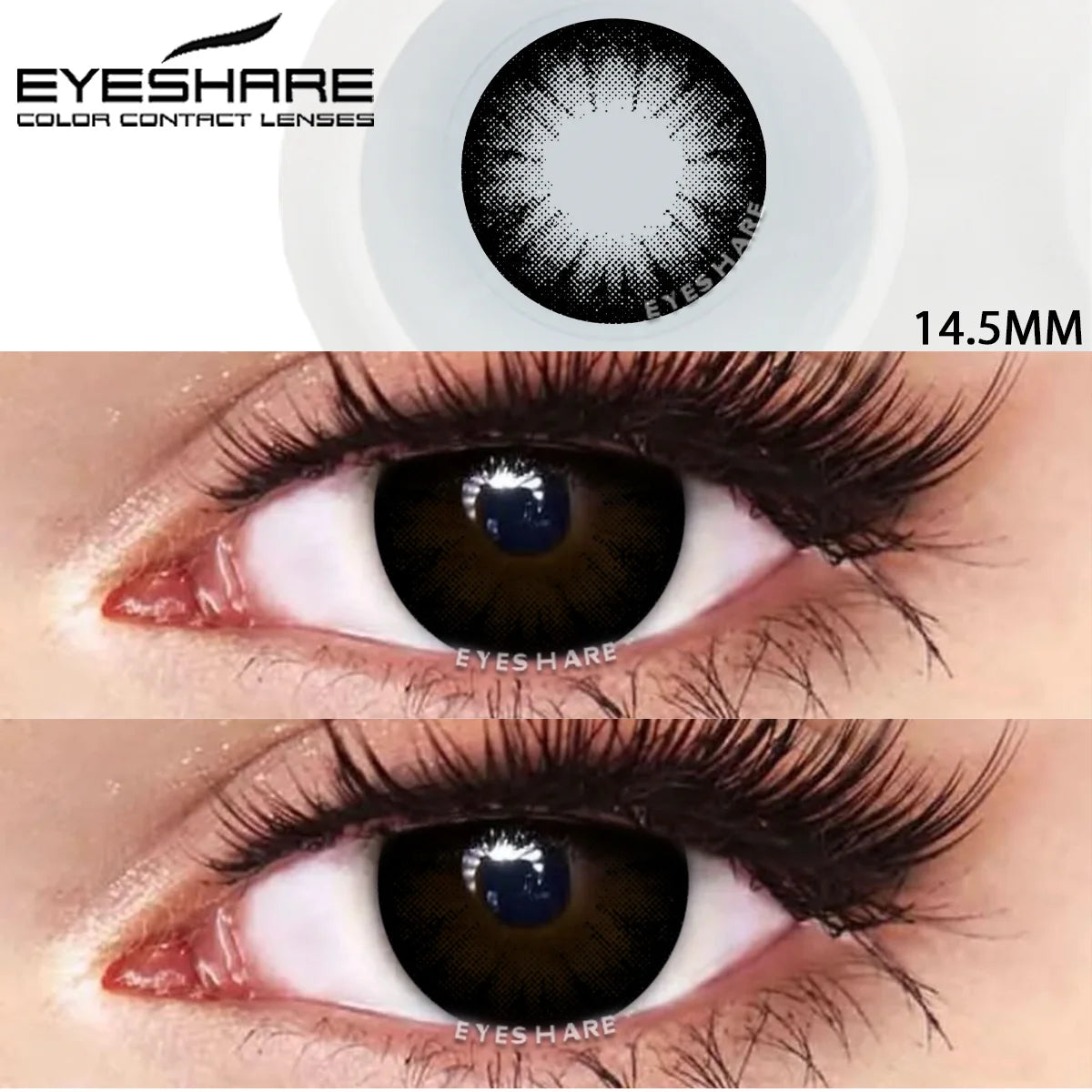 Obbty Colored Contact Lenses for Eyes 1pair Big Eye Lenses Black Eye Lens Natural Look Lenses Yearly Color Cosmetic Eye Lens