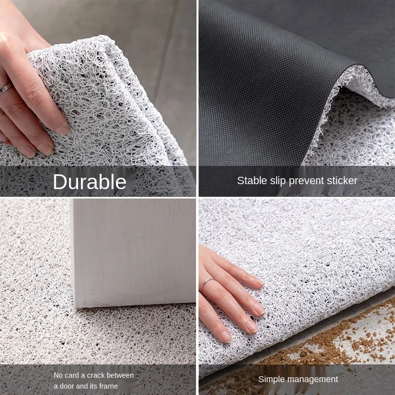 Obbty PVC Front Door Anti Slip Foot Mat, Can Be Cut Blanket, Entrance Floor Mat, Advanced New Wave Silk Ring