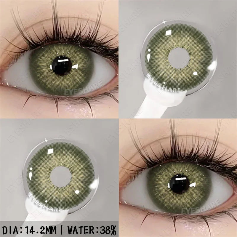 Obbty 2pcs Myopia Color Contact Lenses for Eyes Gray Pupils with Diopters Blue Eye Lenses Brown Natural Lenses Green Eye Lens