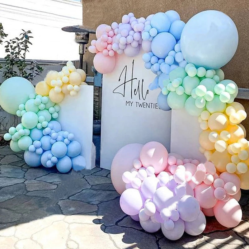 Obbty Macaron Rainbow Balloon Garland Arch Kit Girls Pastel Wedding Happy Birthday Party Pink Balloons Baby Shower Decoration Kid Gift