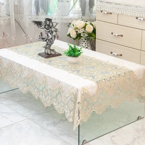 Obbty Fashion Coffee Table Cloth European Lace Tablecloth Rectangular Dining Table Cloths Cover over Embroidery Table Towel