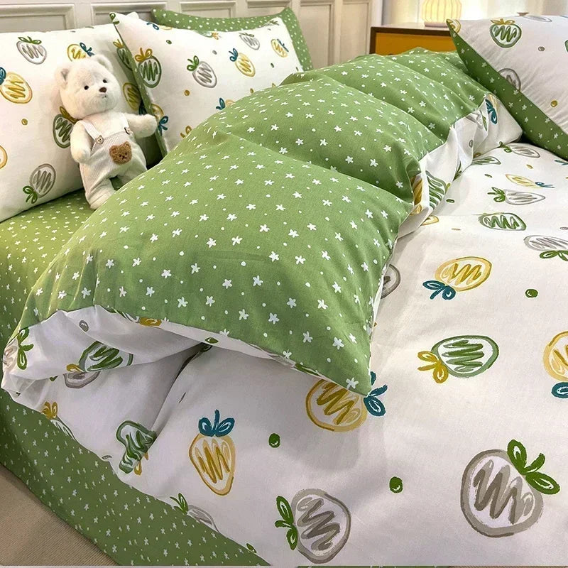 Obbty High-quality Home Pure Cotton Bedding Set 100% Cotton Skin-friendly Queen Duvet Cover Set with Sheets Comforter Cover Pillowcase