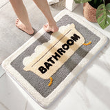 Obbty Simple Flocked Embroidery Bathroom Mat Thicken Super Absorbent Water Bathtub Side Rug Quick-drying Anti-Slip Bathroom Door Rugs