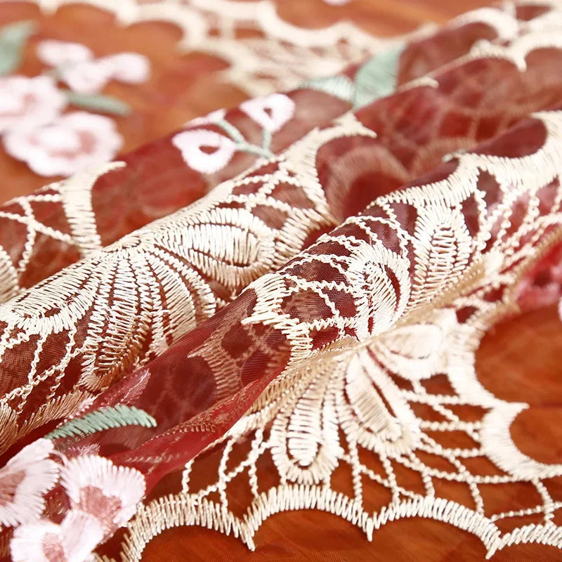 Obbty Hot pastoral lace table cover European dining tablecloth kitchen table cloth  Home Wedding decorative tablecloths Organza Fabric