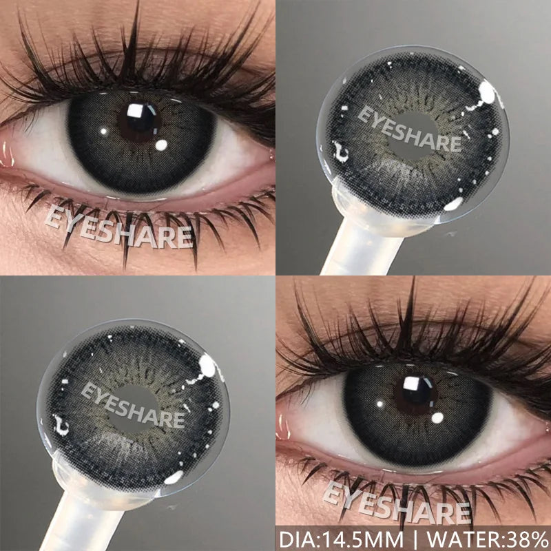 Obbty 1Pair New Color Contact Lenses for Eyes Natural Black Yearly Use Lenses Blue Multicolored Contact Lens Gray Pupils Lens