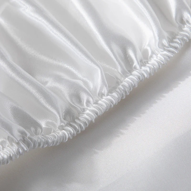 Obbty High End Rayon Satin Fitted Sheet King Size Double Bed Sheets and Pillowcases Bed Linen Luxury Solid Queen Bedsheet Pillowcase