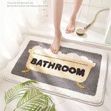 Obbty Simple Flocked Embroidery Bathroom Mat Thicken Super Absorbent Water Bathtub Side Rug Quick-drying Anti-Slip Bathroom Door Rugs