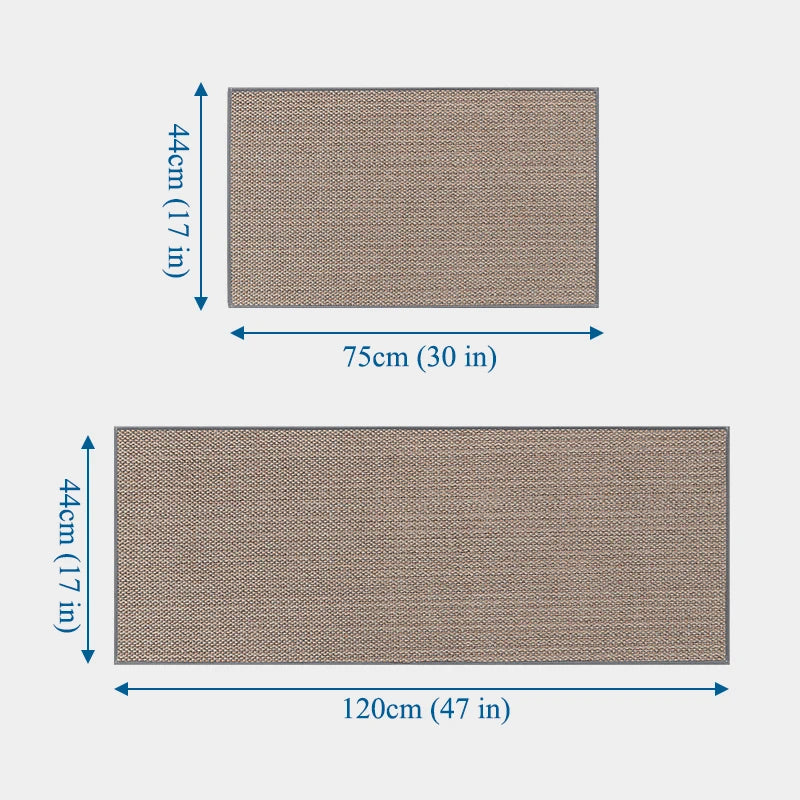 Obbty Linen Weave Kitchen Floor Mat Anti-slip Washed Rug Rubber Bottom Natural Twill Flax Entry Door Long Carpet Oil-resistant Durable