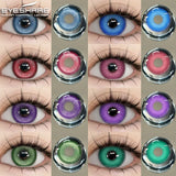 Obbty 1pair Halloween Cosplay Color Contact Lenses Pink Eye Contacts Anime Red Lenses Purple Lenses Beauty Makeup Eye Lens