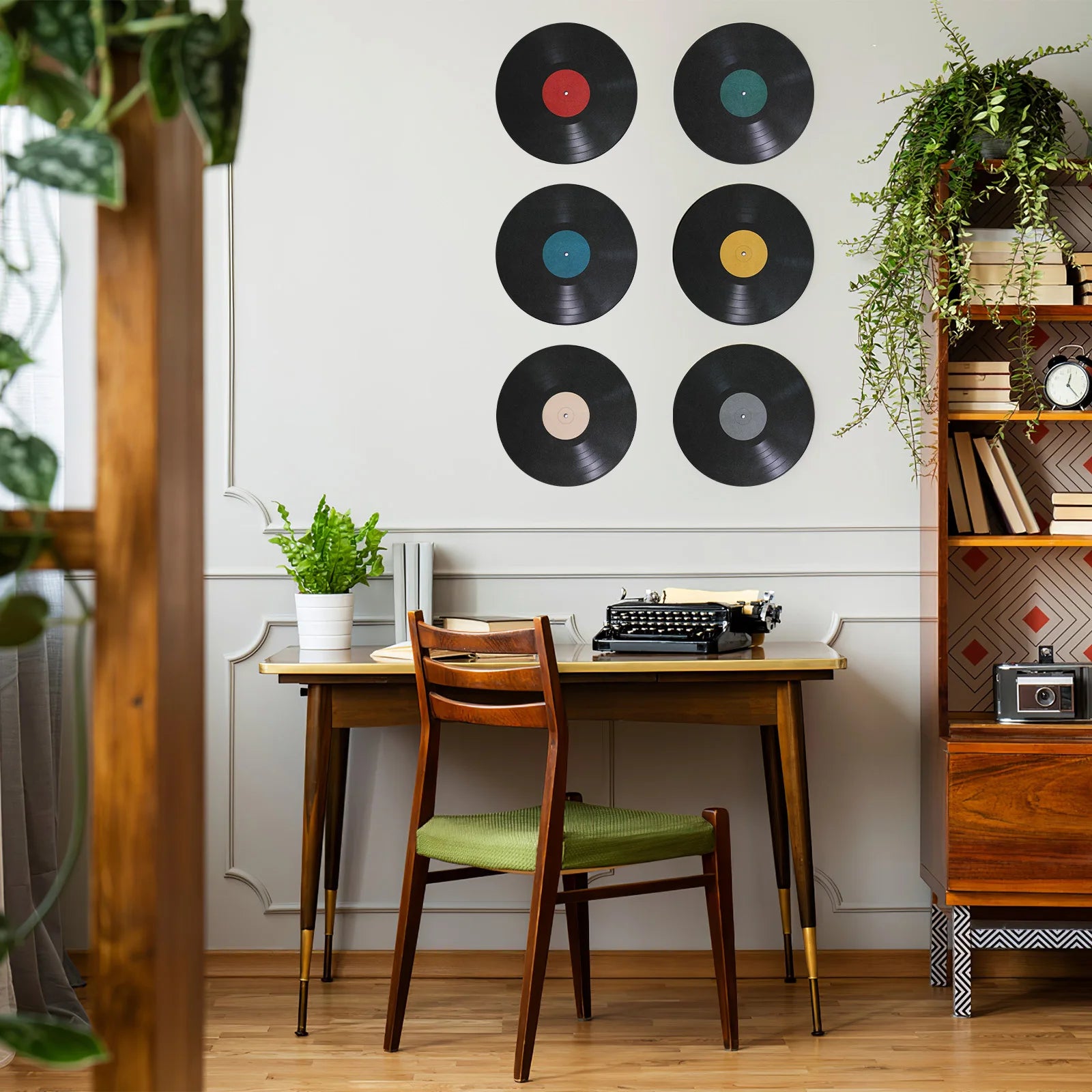 Obbty 8Pcs Vinyl Record Wall Stickers Decors Vinyl Record Decals Music Artistic Vinyl Record Wall Ornaments Restaurant Bar Home Decors