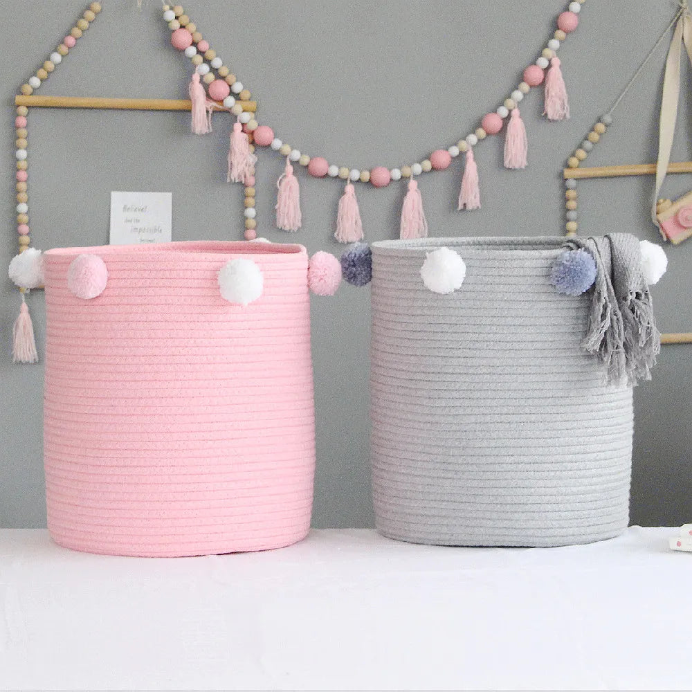 Obbty Woven Storage Buckets Foldable Dirty Laundry Baskets Kids Toys Baby Storage Baskets Student Dormitory Decor Closet Organizer