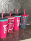 Obbty Sunshines Series Cute Cartoon Home Party Plastic Straw Cup 520ML 4pcs for House Party Convenient Use Girl Gifts