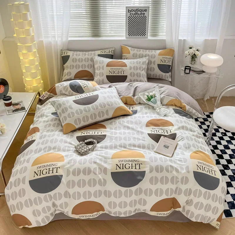 Obbty High-quality Home Pure Cotton Bedding Set 100% Cotton Skin-friendly Queen Duvet Cover Set with Sheets Comforter Cover Pillowcase