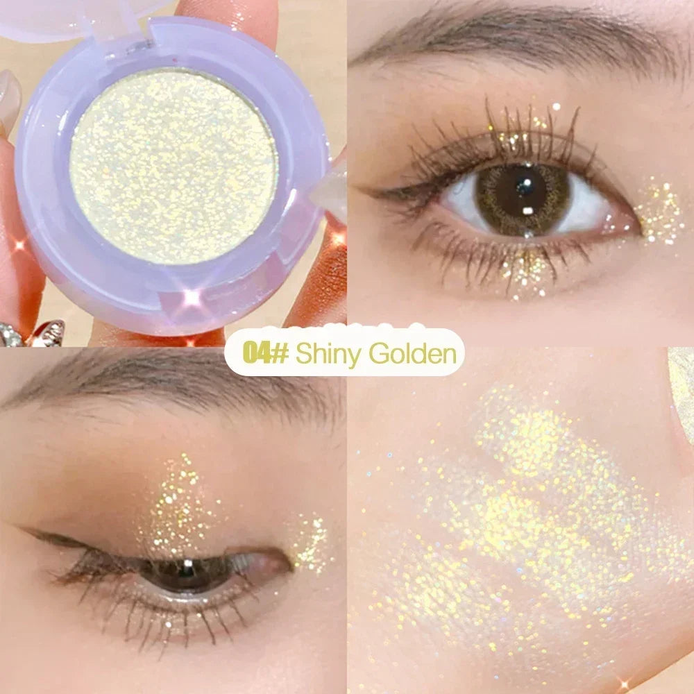 Obbty Diamond Glitter Monochrome Eyeshadow Palette Discoloration Eyeshadow Highlighter Sequins Waterproof Lasting Eyes Makeup Pigments