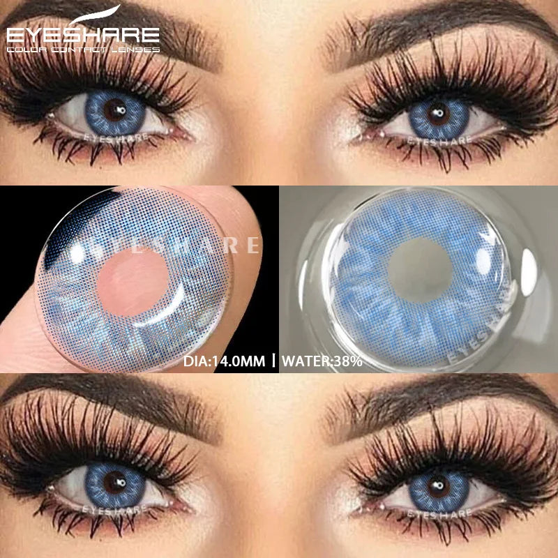 Obbty 1Pair Color Contact Lenses for Eyes Brown Natural Colored Pupils Gray Eye Lens Blue Contacts Beautiful Pupils Yearly