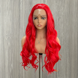 Obbty Hot Red Wig Synthetic Lace Front Wig Body Wave Colored Hair Lace Wigs For Women Synthetic Hair Lace Wigs Cosplay Anime Front