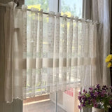 Obbty French Beige Lace Short Curtains for Kitchen Stripe Hollow Half Curtains Short Curtains Living Room/Door Coffee Valance #A385