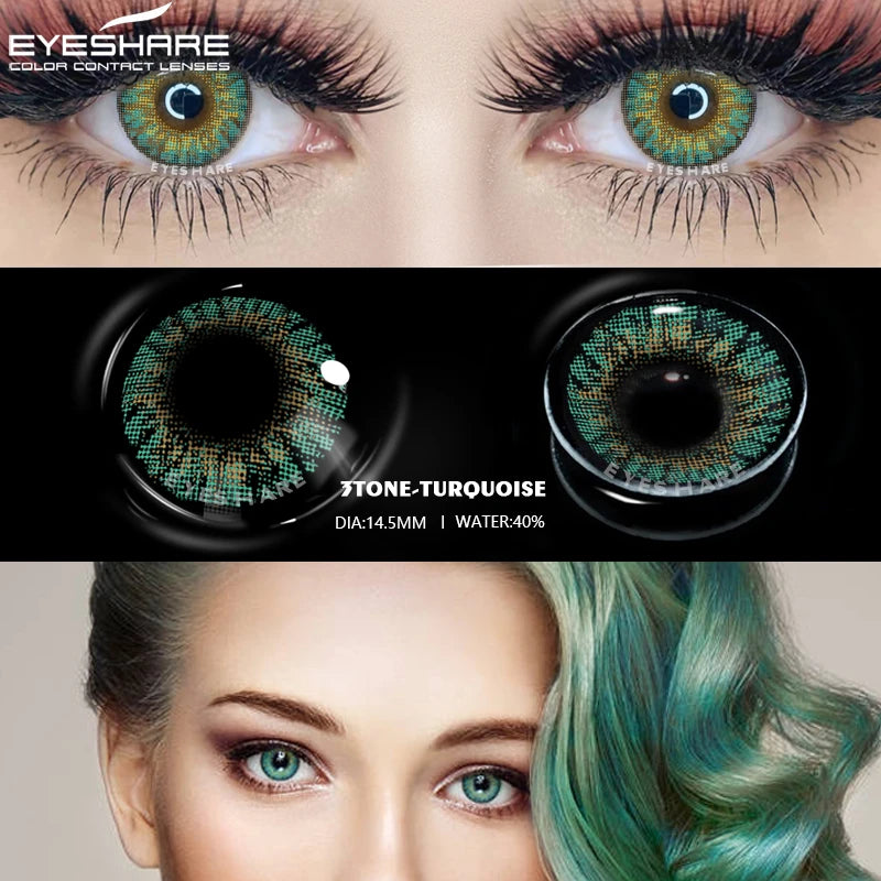 Obbty EYESHARE Color Contact Lenses For Eyes 2pcs C28 Series Colored Lenses Blue Green Multicolored Lenses Contact Lens Beauty Makeup