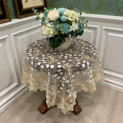 Obbty Table Cloth Round Tablecloth Art Household Lace Europe Dining Table Cover Embroidered Home Table Mat Dust Cover Home Decoration