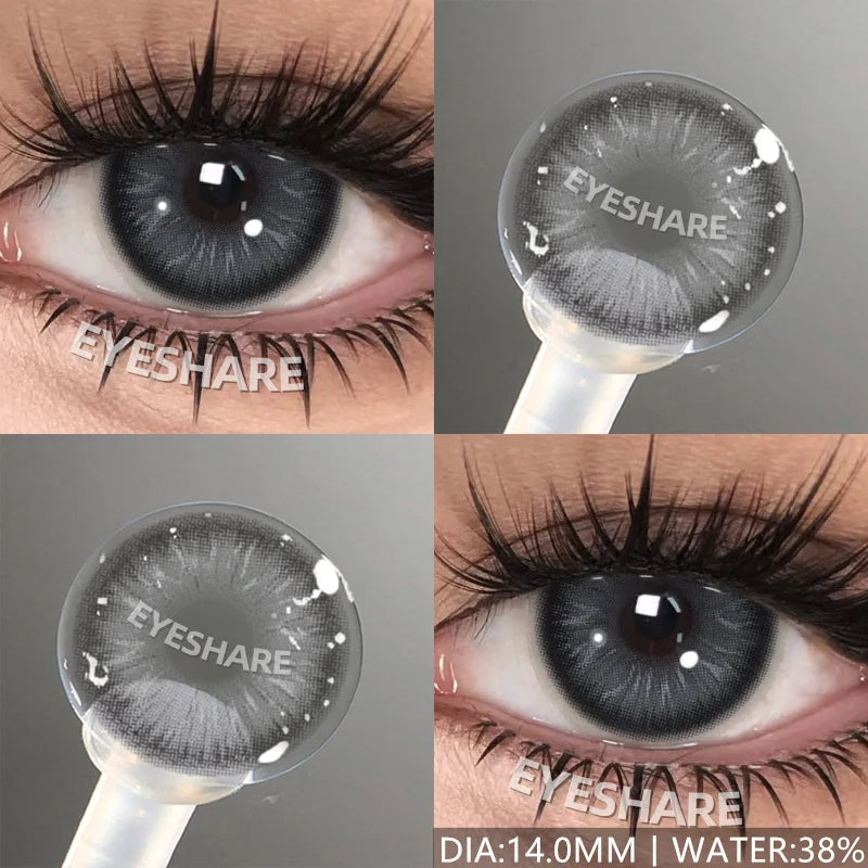 Obbty 1Pair New Color Contact Lenses for Eyes Natural Black Yearly Use Lenses Blue Multicolored Contact Lens Gray Pupils Lens