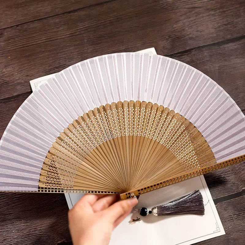 Obbty Attractive Wood Classical Dance Handheld Fan Lightweight Folding Fan Dance Party Handheld Folding Fan Daily Use