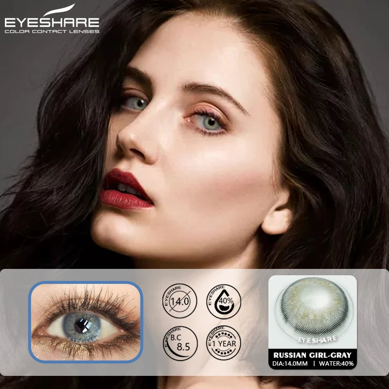 Obbty EYESHARE 2pcs Colored Contact Lenses For Eyes Natural Grey Contact Lens Color Lenses Yearly Beauty Exclusive Contact Lens Eye