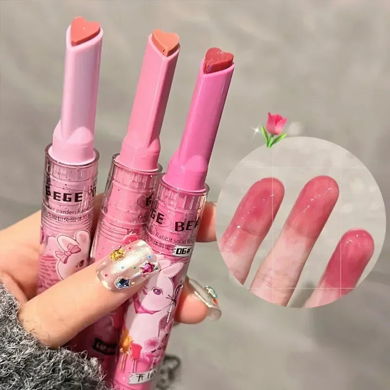 Obbty Water Light Mirror Lipstick Pen Glitter Lip Tint Long Lasting Moisturising Love Heart Shape Solid Lip Gloss Lip Makeup Cosmetics