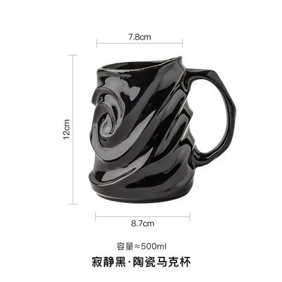 Obbty 500ml Leaf Pattern Ceramic Coffee Mug Large Capacity Frosted Water Cup Office Coffee Tea Cup Kitchen Utensils