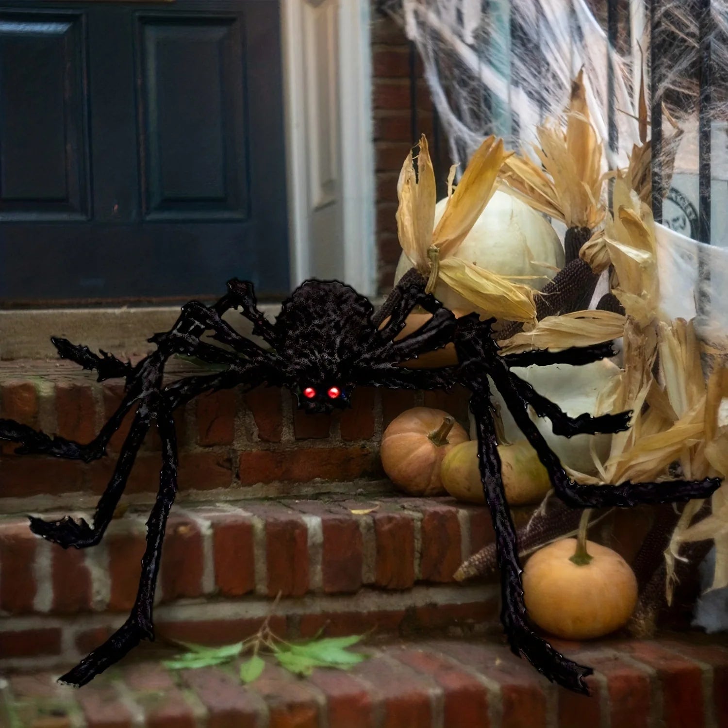 Obbty 30-200cm Halloween Big Plush Spider Halloween Decoration Horror Giant Black Spider Outdoor Halloween Props Simulated Spider toys