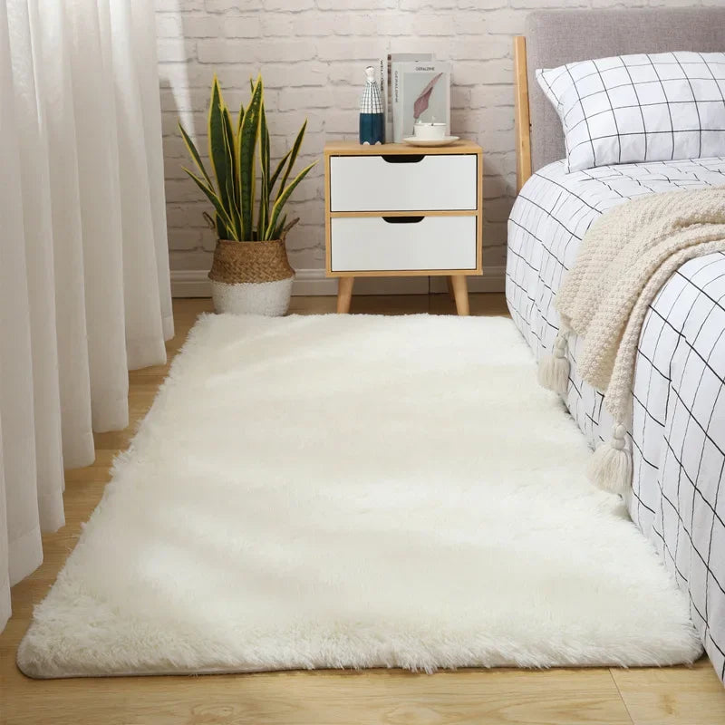 Obbty Simple Solid Color Silk Wool Carpet Sofa Cover Bedroom Bedside Full Long Blanket Window Cushion