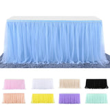 Obbty Sweet Table Skirt Decoration Birthday Cloth Wedding Home Accessories Party Tulle Covers White Pink Purple Tablecloth Rectangular