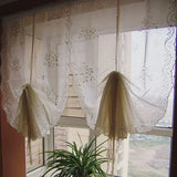 Obbty Cotton Linen Short Curtains, Light Flittering, Pastoral, Hand Crochet, Hollow Out, Rod Pocket, Kitchen Shower, Blind Curtains