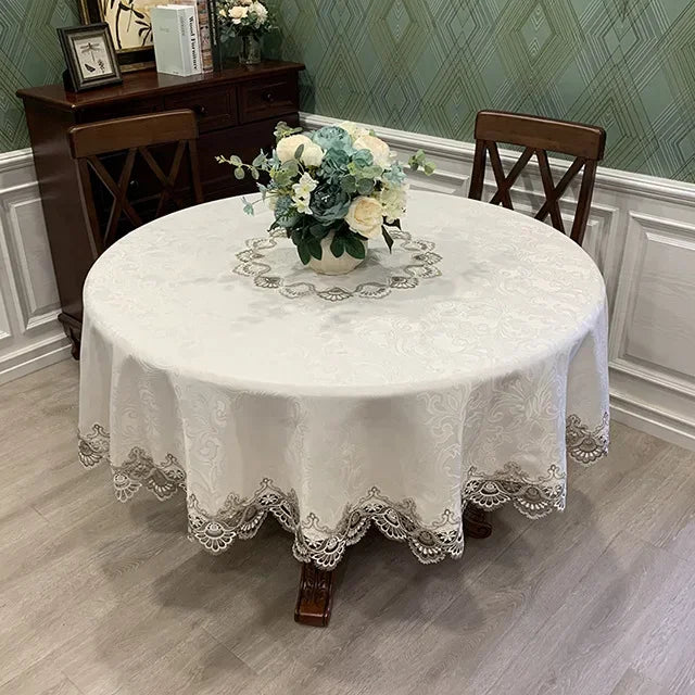 Obbty Table Cloth Round Tablecloth Art Household Lace Europe Dining Table Cover Embroidered Home Table Mat Dust Cover Home Decoration