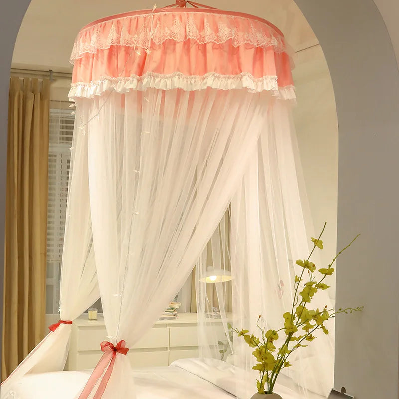 Obbty New Dust-proof Suspended Ceiling Hung Dome Mosquito Net for Baby Children Princess Style Round Top Double Layer Yarn Suspended