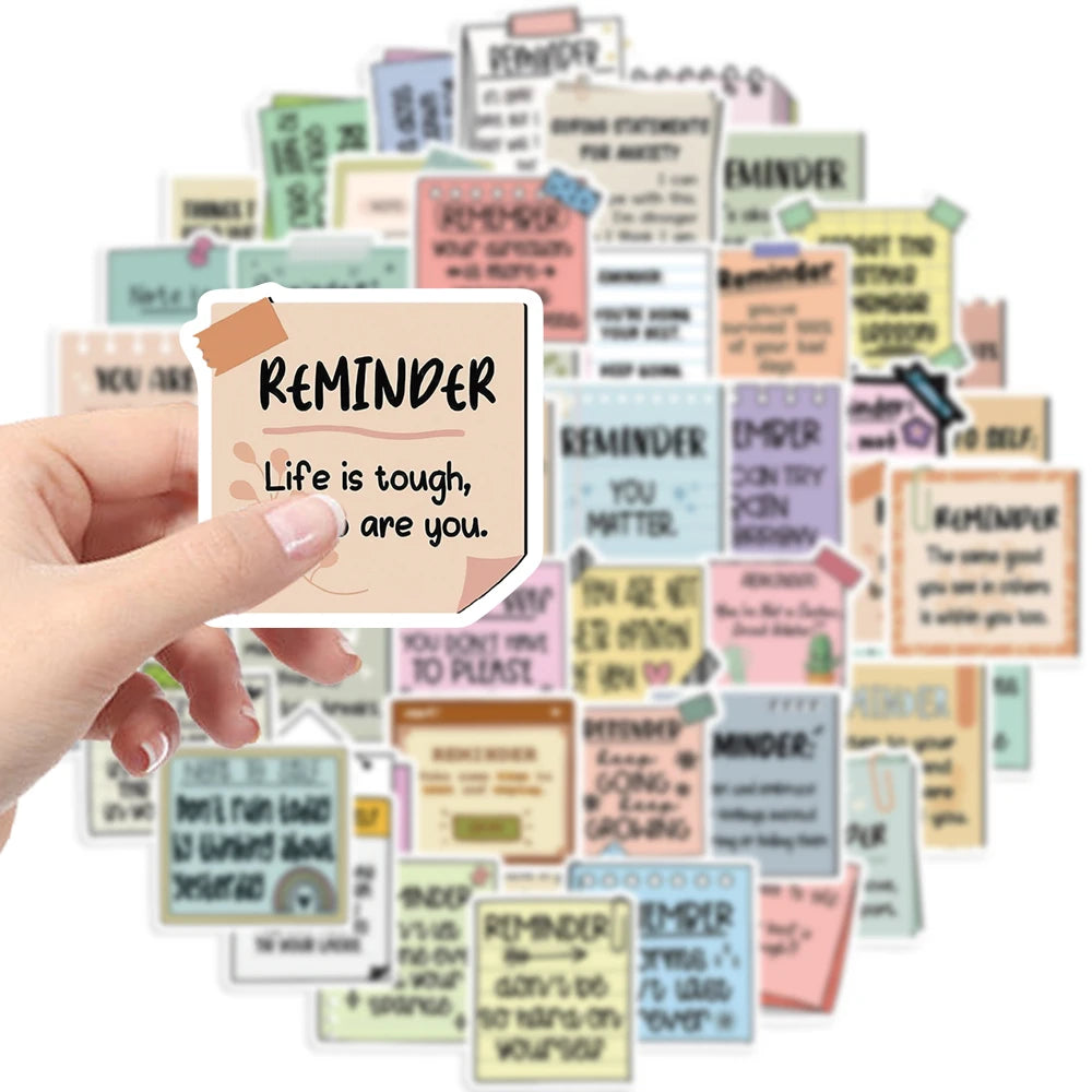 Obbty 50PCS Reminder Motivational Phrase Stickers for DIY Fridge Diary Car Scrapbooking Notebooks Laptop Phone Bottle Party Gift Decal