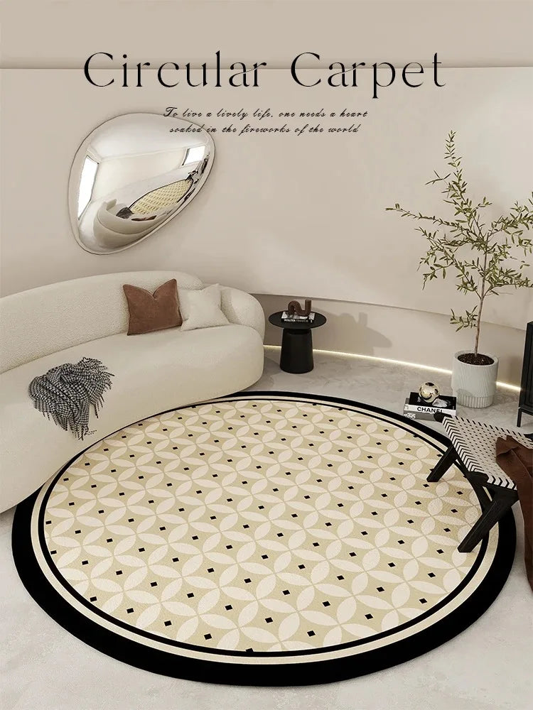 Obbty Nordic Style Living Room Large Area Carpet Round Bedroom Bedside Carpet Minimalist Home Decoration Rug Easy Care Balcony Rugs IG