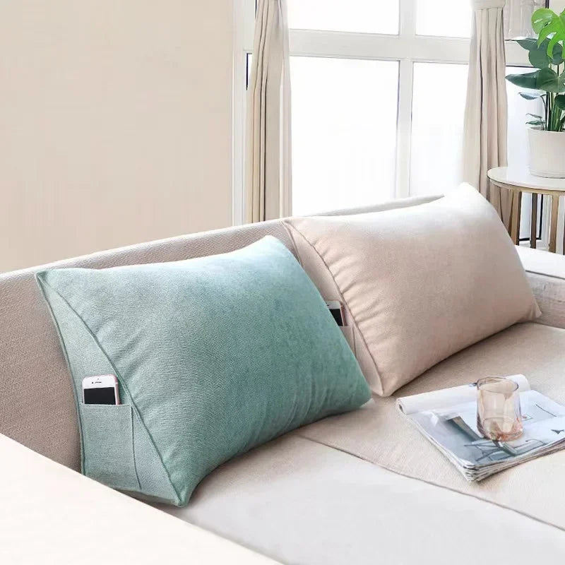 Obbty Office Sofa Bedside Back Cushion Cover Triangle Pillowcase TV Reading Lumbar Cushion Comfort Soft Bed Rest Decor Pillow Covers