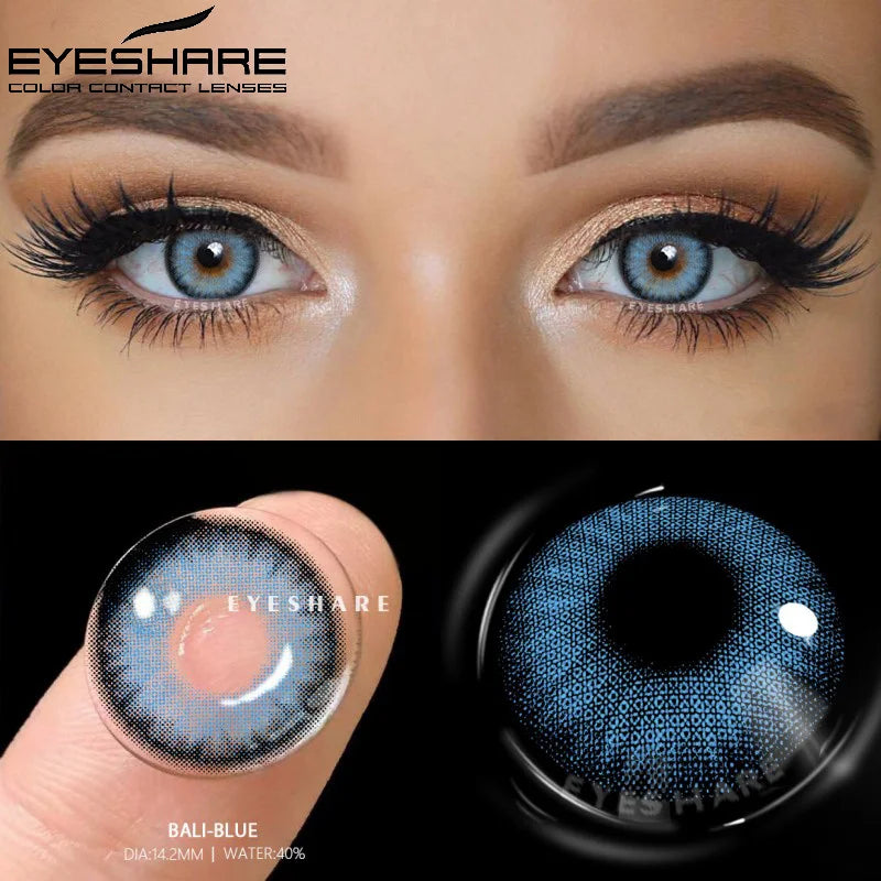 Obbty 1 Pair Color Contact Lenses For Eyes Pattaya Natural Yearly Use Lenses Blue Multicolored Contact Lens Beauty Pupils