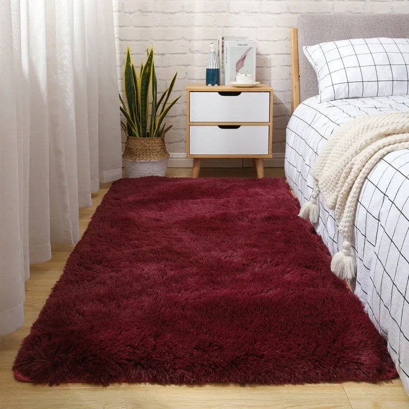 Obbty Simple Solid Color Silk Wool Carpet Sofa Cover Bedroom Bedside Full Long Blanket Window Cushion