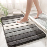 Obbty Simple Stripe Thicken Non-slip Bathroom Rug Large Capacity Super Absorbent Quick-drying Bath Carpet Entrance Door Flocked Rugs