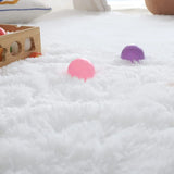 Obbty Plush Carpet Living Room White Soft Fluffy Area Rugs For Children's Bedroom Bedside Non-slip Thicken Floor Mat Kids Room Decor