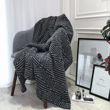 Obbty Nordic Style Geometric Pattern Imitation Cashmere Knitted Blankets 165x125cm for Sofa Bed Home Decoration Cover Blanket