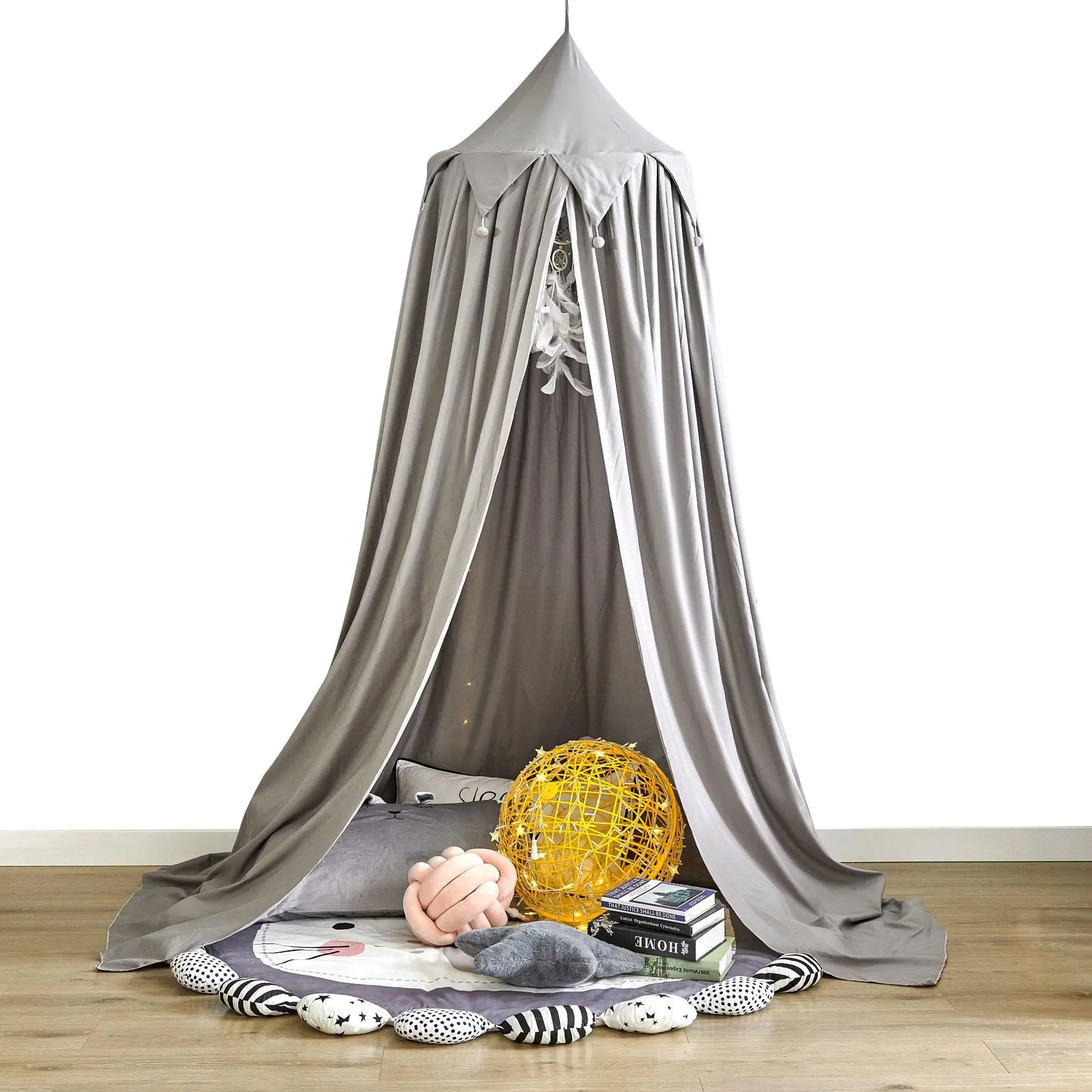 Obbty Baby Room Decoration Balls Mosquito Net Curtain Canopy Round Crib Netting Tent Kids Bed Valance Photography Props